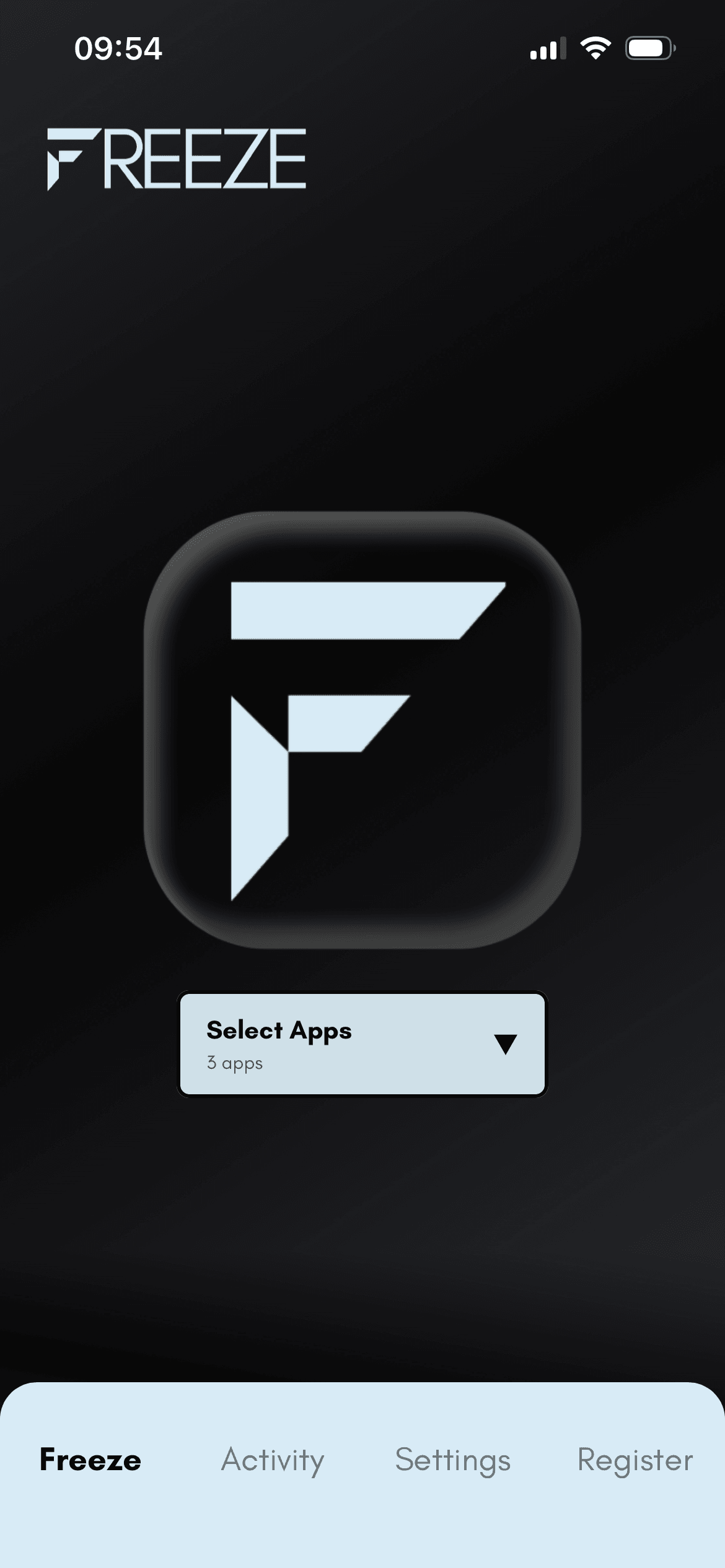 Freeze app main screen